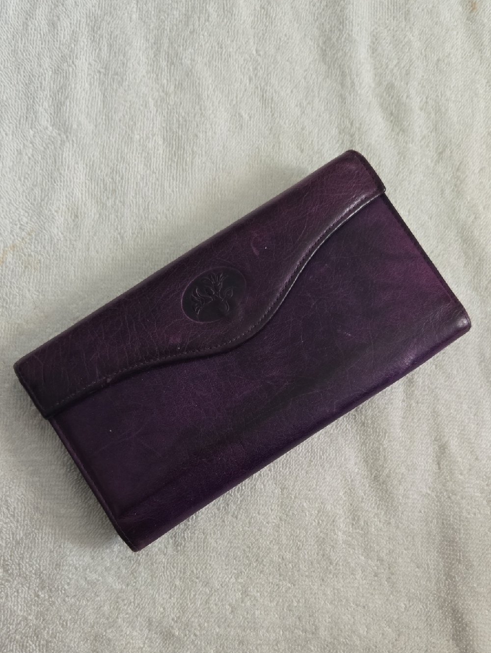 Leather Clutch Wallet - Purple